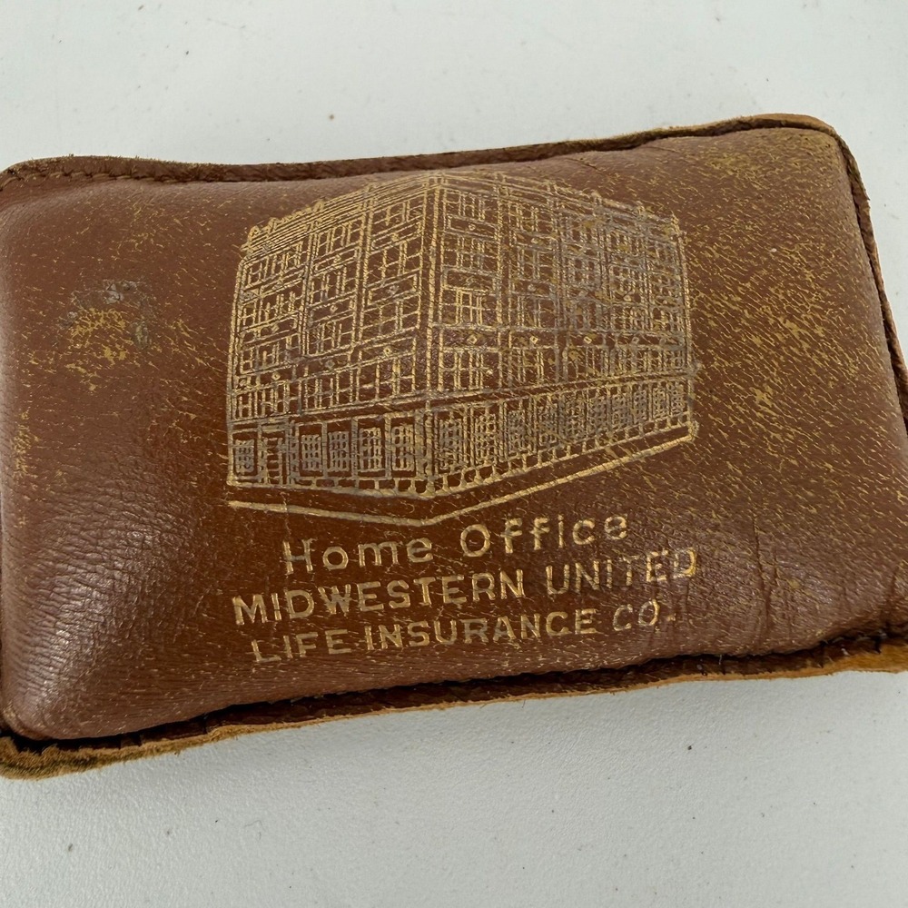Vintage Rectangular Leather Shot-Filled Paperweight Promotional-Insuranceβ Co